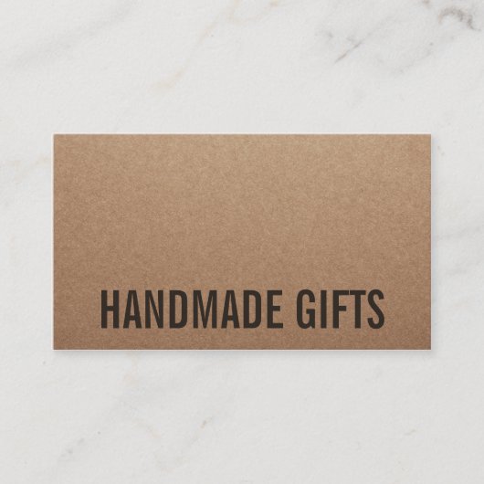 Rustikales, modernes Kraftpapier, handgefertigt Visitenkarte (Vorderseite)
