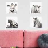 Rustikales modernes Landhaus Barnyard Tiere Bilderwand Sets (Wohnzimmer)
