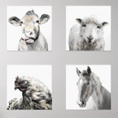 Rustikales modernes Landhaus Barnyard Tiere Bilderwand Sets (Vorderseite)