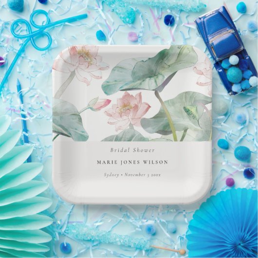 Rustikales, modernes Pastell Blush Wasserlilie Bra Pappteller (Party)