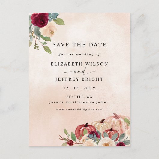 Rustikales, modernes Pumpkins Land fällt Save the Postkarte (Vorderseite)