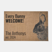 Rustikales, modernes Schwarzes Bunny Rabbit Begrüß Fußmatte (Vorderseite)