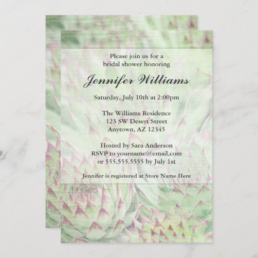 Rustikales, modernes Sukkulents-Brautparty Einladung (Vorne/Hinten)