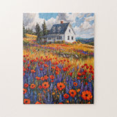 Rustikales Mohnfeld und Lupine-Blume Puzzle (Vertikal)