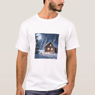 Rustikales Mondlicht Gemütliche Winterhütte T - Sh T-Shirt