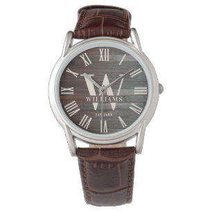 Rustikales Monogram Bauernhaus Eigener Familiennam Armbanduhr