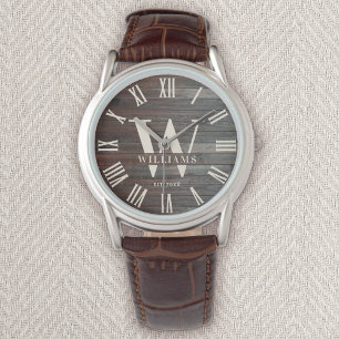 Rustikales Monogram Bauernhaus Eigener Familiennam Armbanduhr