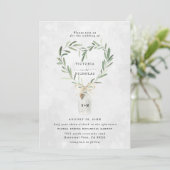 Rustikales Monogram Jar | Heart Greenerity Wedding Einladung (Stehend Vorderseite)