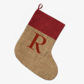 Rustikales MONOGRAM Weihnachtsfest Strumpf Rote Im Großer Weihnachtsstrumpf (Vorderansicht (hängend))