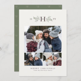 Rustikales Monogramm 3 Foto Feiertagskarte