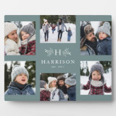 Rustikales Monogramm 6 Foto Collage Familienname a Fotoplatte (Vorderseite)