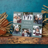 Rustikales Monogramm 6 Foto Collage Familienname a Fotoplatte (Seite)