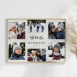 Rustikales Monogramm 6 Foto Sortierfolge Familienn Poster<br><div class="desc">Eine Collage von sechs Fotos umgibt eine einfache anfängliche und rustikale Zweige zusammen mit einem Namen und einem Jahr. Mit seinem einfachen Schwarz-Weiß-Farbschema macht er ein großartiges Geschenk. Die Highlights Ihres Jahres,  das Beste aus Ihrem Foto-Shooting,  Enkelbilder,  Hochzeitsfotos und mehr auf diesem Poster.</div>