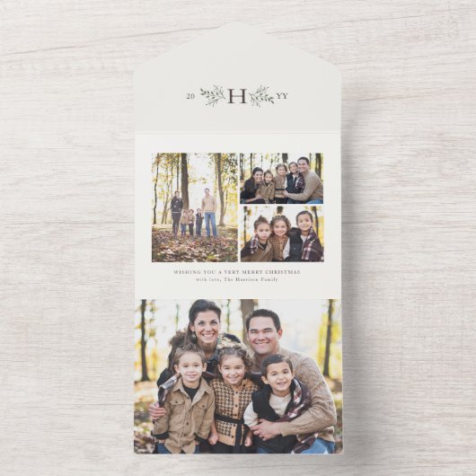 Rustikales monogramm abnehmbares Foto All In One Einladung (Innen Boden)