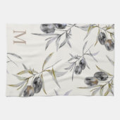 Rustikales Monogramm des toskanischen Olive Branch Geschirrtuch (Horizontal)