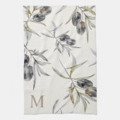Rustikales Monogramm des toskanischen Olive Branch Geschirrtuch (Vertikal)
