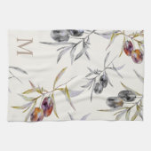 Rustikales Monogramm des toskanischen Olive Branch Geschirrtuch (Horizontal)