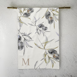 Rustikales Monogramm des toskanischen Olive Branch Geschirrtuch