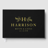 Rustikales Monogramm einfache Erstehe und Name Hoc Gästebuch (Vorderseite)