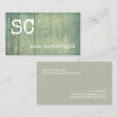 Rustikales Monogramm einfaches Vintages Barnwood Visitenkarte (Vorne/Hinten)