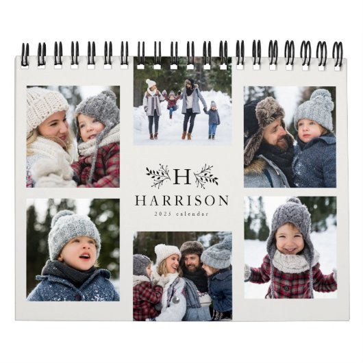 Rustikales Monogramm Foto-Collage Kalender (Titelbild)