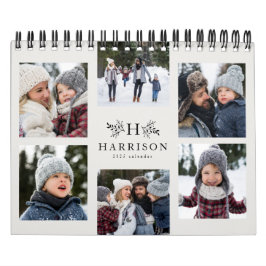 Rustikales Monogramm Foto-Collage Kalender