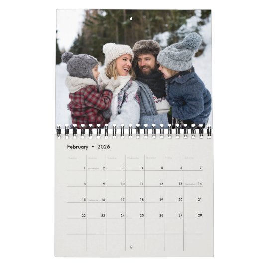 Rustikales Monogramm Foto-Collage Kalender (Feb 2026)