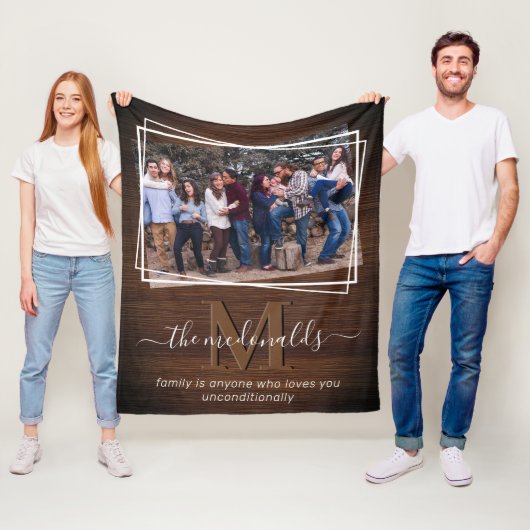 Rustikales Monogramm-Foto Fleecedecke (Beispiel)