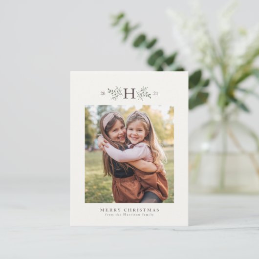 Rustikales monogramm Foto Postkarte (Stehend Vorderseite)