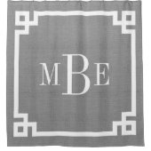 Rustikales Monogramm für die graue griechische Sch Duschvorhang (Vorderseite)