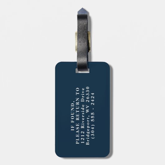 Rustikales Monogramm Gepäck Marine blaue Markierun Gepäckanhänger (Rückseite vertikal)