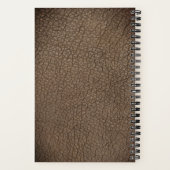 Rustikales Monogramm goldenes Skript-Name Leder Notizblock (Rückseite)