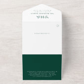 Rustikales monogramm-grünes abnehmbares Foto All In One Einladung (Außenbereich)