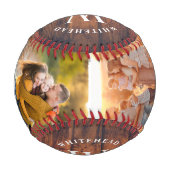 Rustikales Monogramm Holzfoto Collage Baseball (Rückseite)