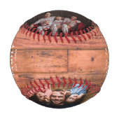 Rustikales Monogramm Holzfoto Collage Baseball (Vorderseite)