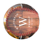 Rustikales Monogramm Holzfoto Collage Baseball (Vorderseite Links)