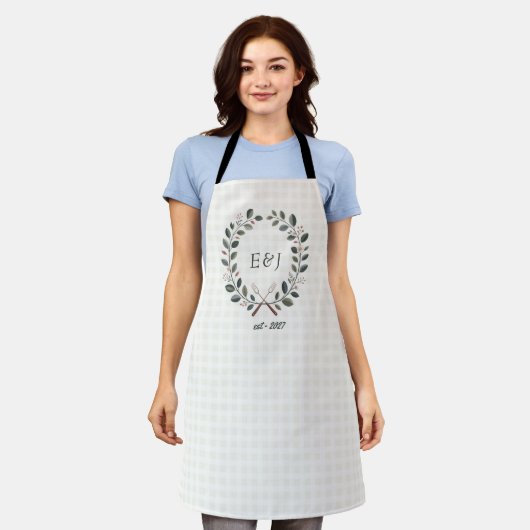 Rustikales Monogramm I Do BBQ Hochzeitsdusche Schürze (Getragen)