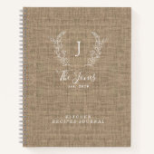 Rustikales Monogramm-Kochbuch-Rezept Notizblock (Vorderseite)