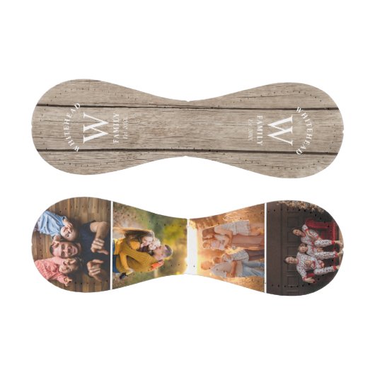 Rustikales Monogramm Leichtholz FotoCollage Baseba Baseball (Paneele)