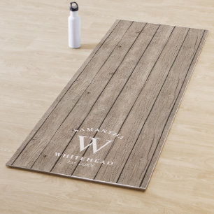 Rustikales Monogramm-Leichtholz-Yogamat Yogamatte