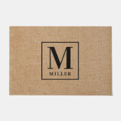 Rustikales Monogramm moderner Familienname Fußmatte (Vorderseite)