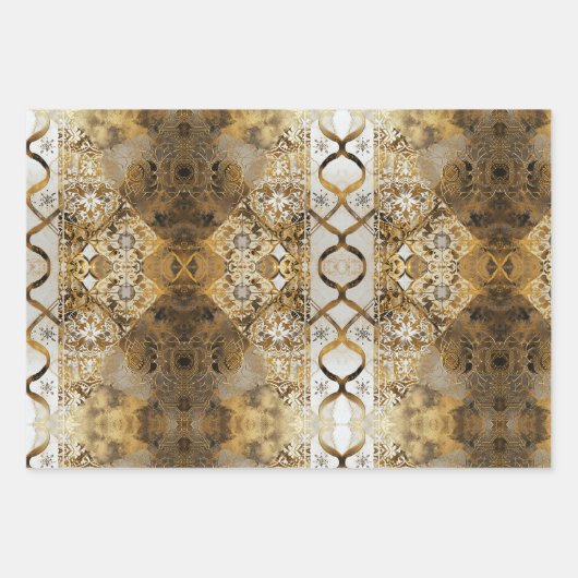 Rustikales Monogramm-Muster: Tan & Cream Style Geschenkpapier Set (Vorderseite 3)