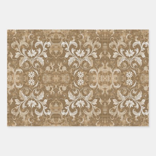 Rustikales Monogramm-Muster: Tan & Cream Style Geschenkpapier Set (Vorderseite 2)