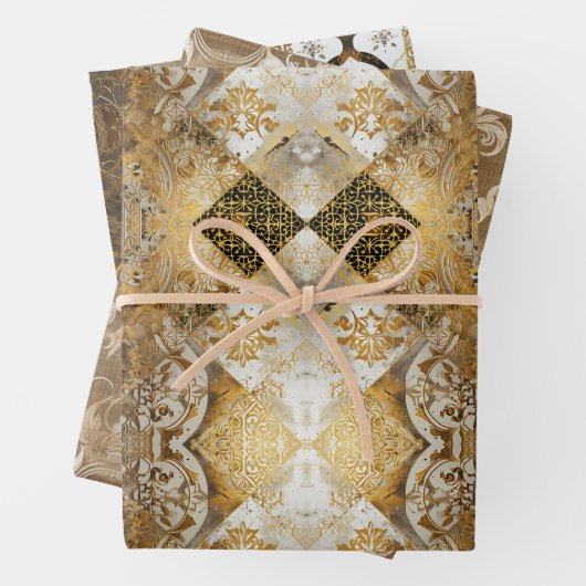 Rustikales Monogramm-Muster: Tan & Cream Style Geschenkpapier Set (Beispiel)