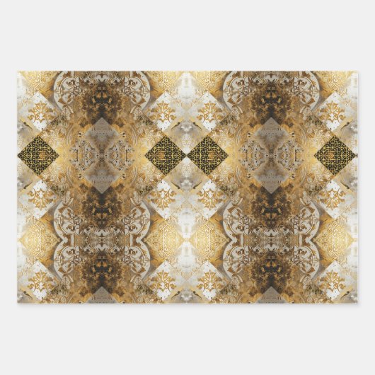 Rustikales Monogramm-Muster: Tan & Cream Style Geschenkpapier Set (Vorderseite)