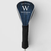 Rustikales Monogramm Navy Blue Wood Golf Headcover (Vorderseite)