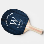 Rustikales Monogramm Navy Blue Wood Tischtennis Schläger (Seitenansicht)