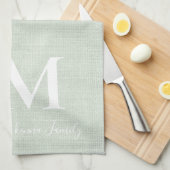 Rustikales Monogramm Personalisiert Familienname B Geschirrtuch (Viertel Falte)
