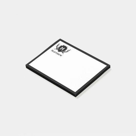 Rustikales Monogramm Post-it Klebezettel (angewinkelt)