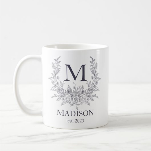 Rustikales Monogramm Quartz Grau personalisiert Kaffeetasse (Links)